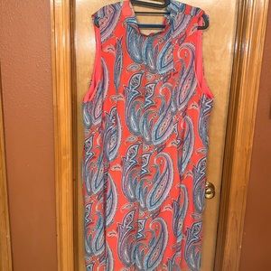 Coral Paisley Patterned Dress